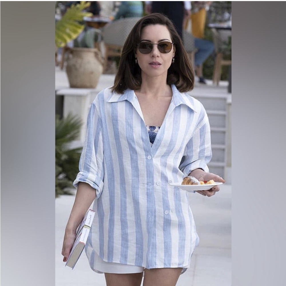 Sandro Maggie Striped Asymmetric Shirt